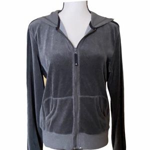 Danskin Charcoal Velvet Velour Spa Jacket